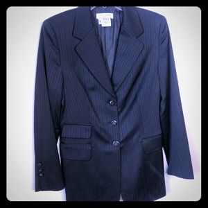 Escada silk pinstripe black blazer euo 40